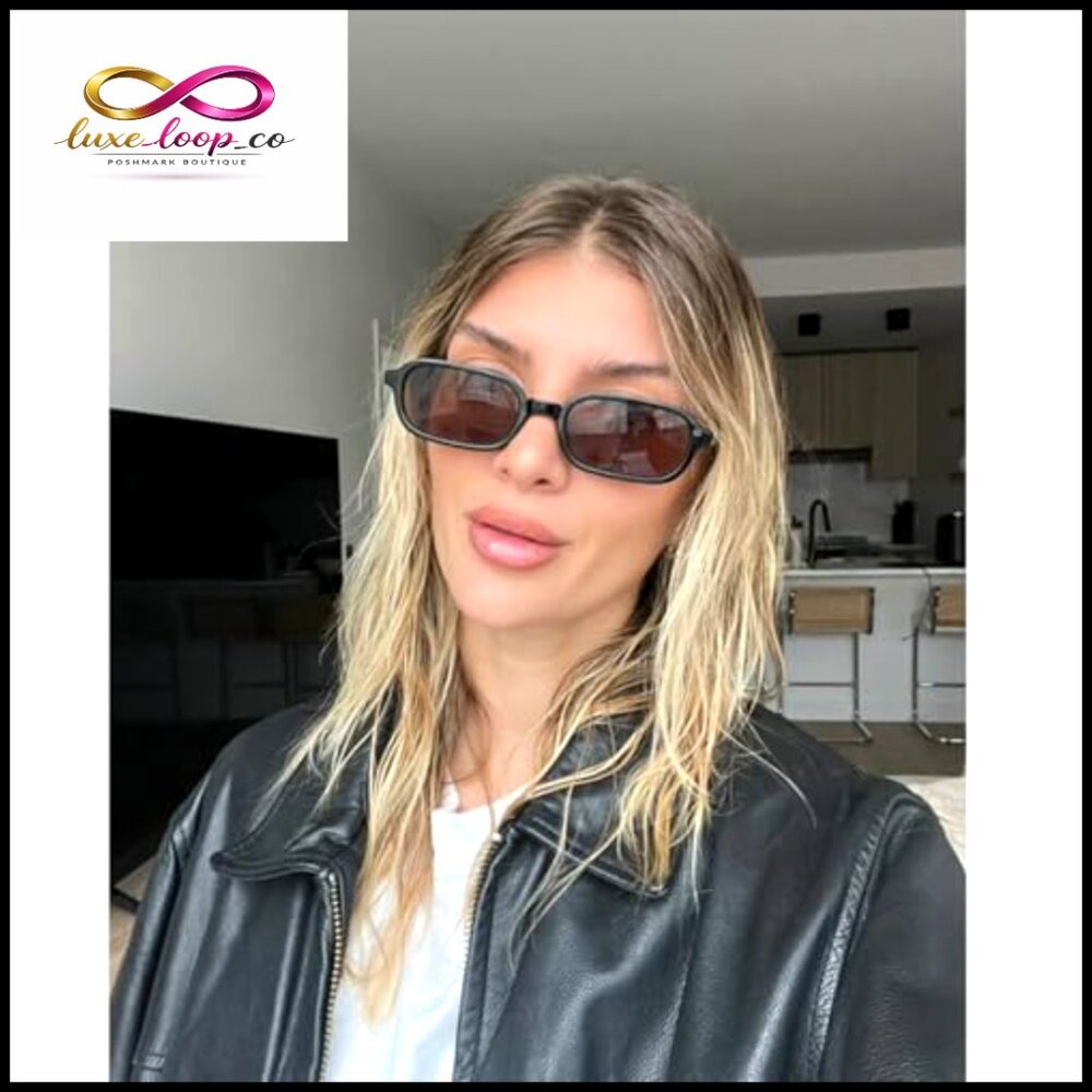 Retro 90s Small Rectangular Sunglasses Narrow Fra… - image 6